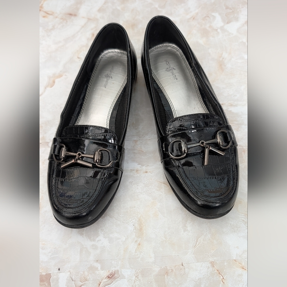 Jaclyn Smith Black Loafers with Metal Accent Size 8 M Women's